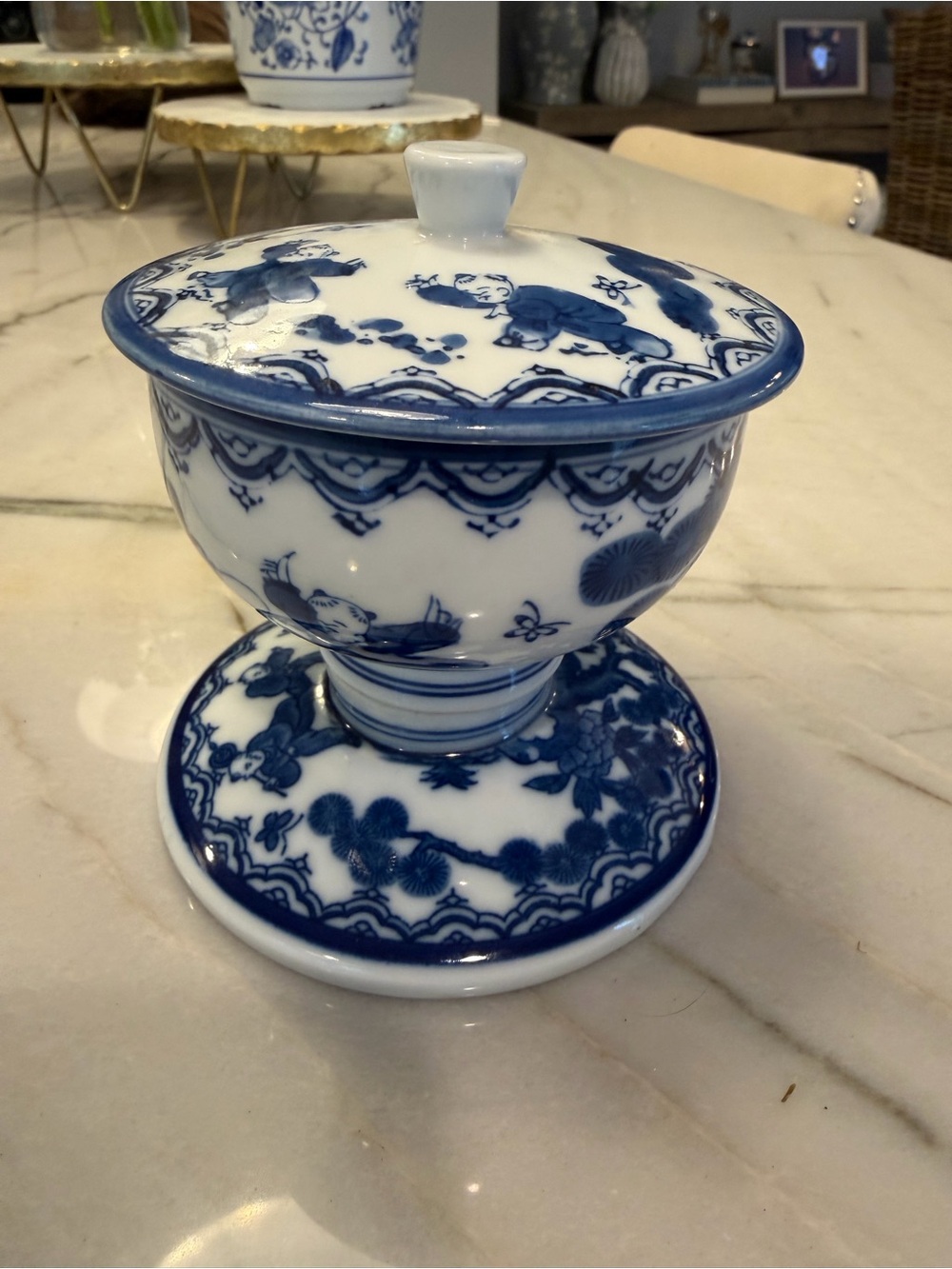 Vintage Arita Ware Chawanmushi Bowl, Japanese Porcelain Tea Cup